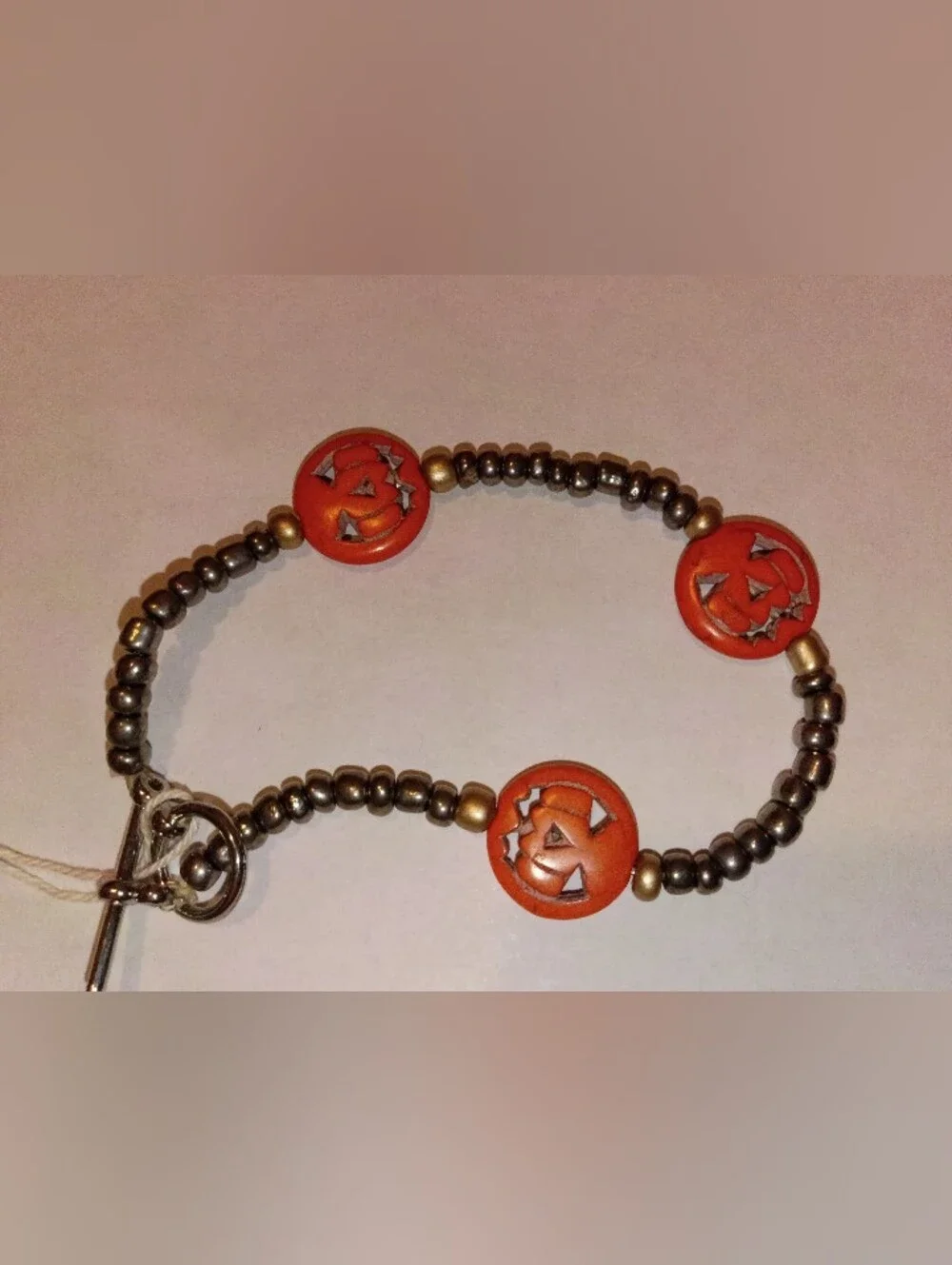 Handcrafted Orange Pumpkin Bead Bracelet - Women Jewelry